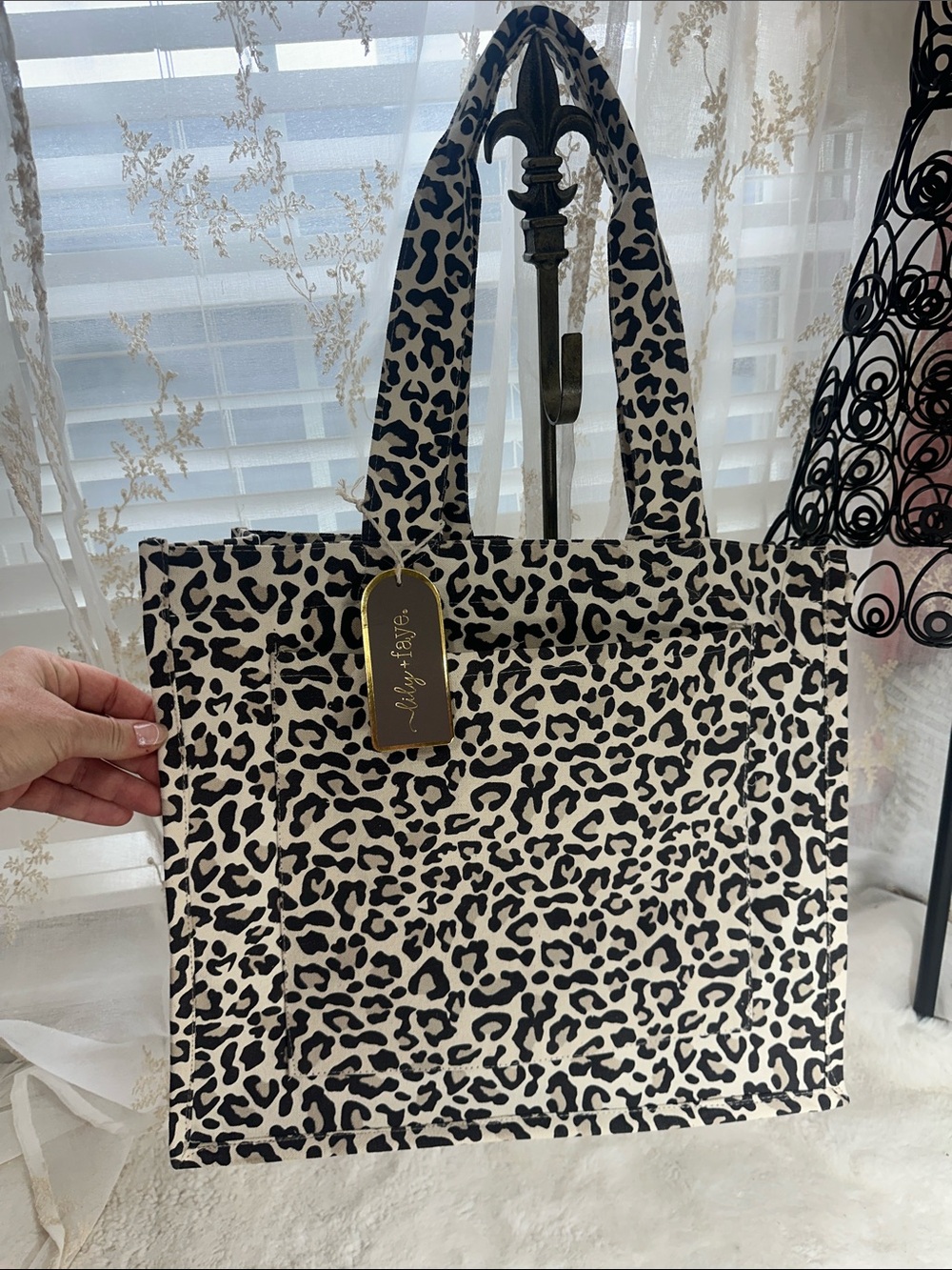 Lilly & Faye leopard print canvas tote bag